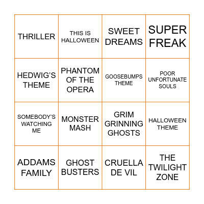 NAME THAT SPOOKY TUNE Bingo Card