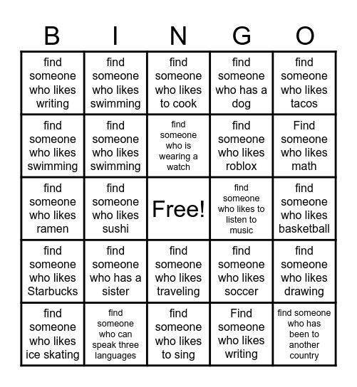 Get to Know You BINGO! Bingo Card