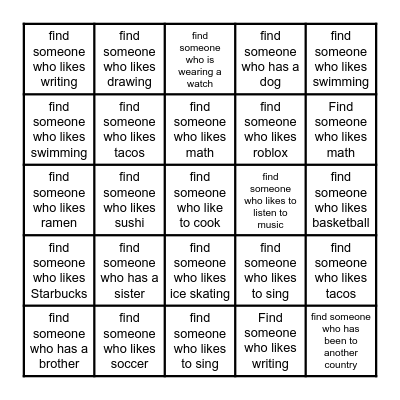 Find someone who... Bingo Card