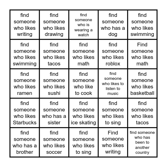 Find someone who... Bingo Card