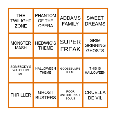 NAME THAT SPOOKY TUNE Bingo Card