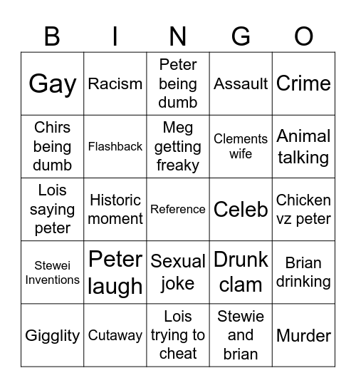 Aile adamı Bingo Card