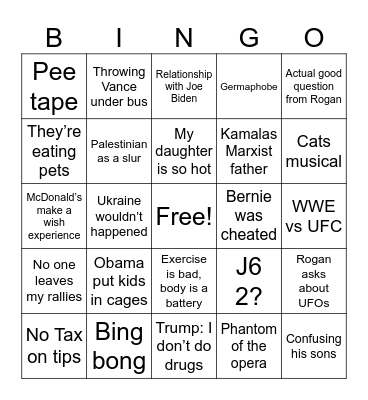 Trump on Rogan Bingo Card