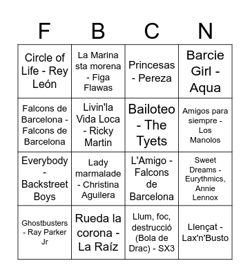 Bingo Musical FdB Bingo Card