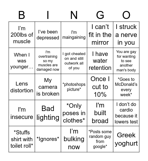 post physique cope bingo Card