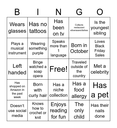 Marta’s 74th birthday Bingo Card