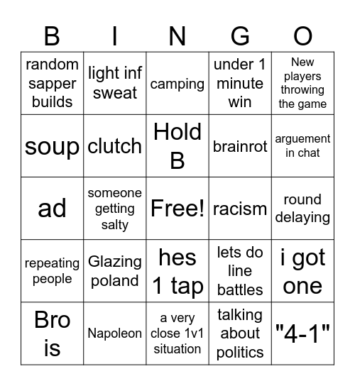 blood and iron bingo Card