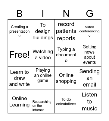 Computers in daily life Bingo Card