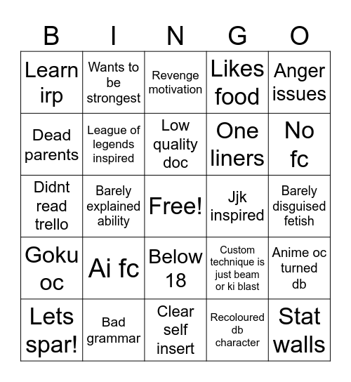 Epsilon V2 OC Bingo Card