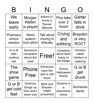 Wedding bingo Card