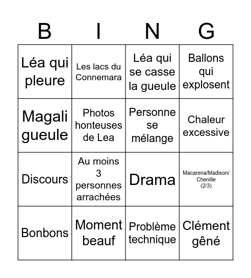 Anniversaire Léa Bingo Card