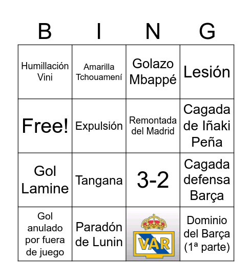 Bingo del Clásico Bingo Card