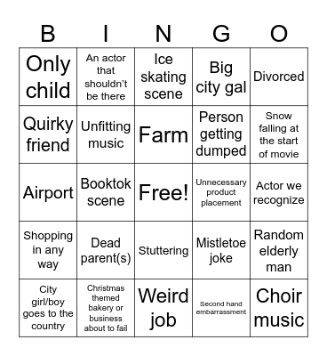 Hallmark Christmas Bingo Card