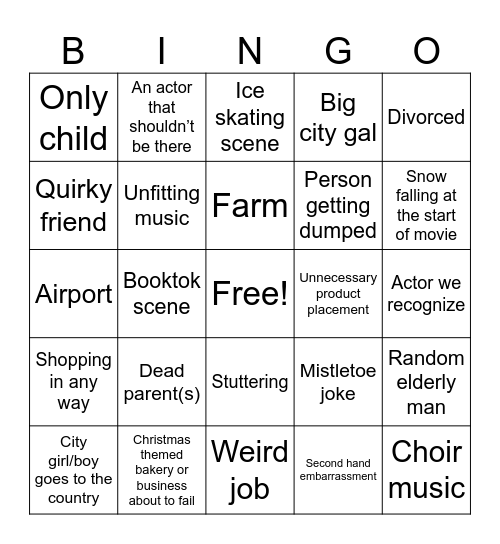 Hallmark Christmas Bingo Card