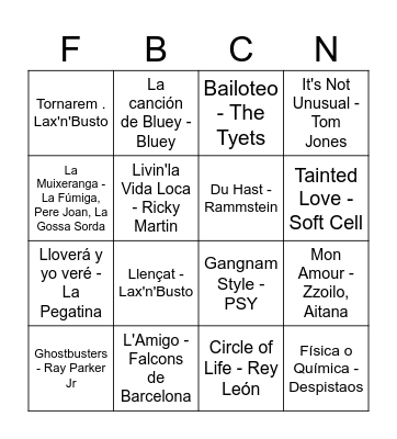 Bingo Musical FdB Bingo Card