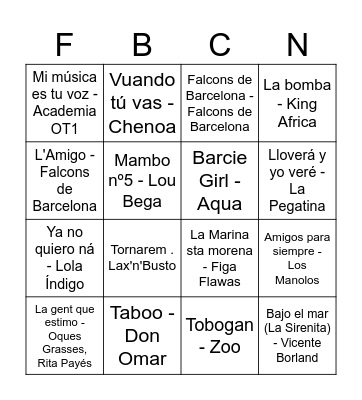 Bingo Musical FdB Bingo Card