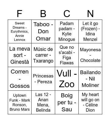 Bingo Musical FdB Bingo Card