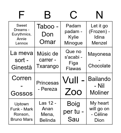 Bingo Musical FdB Bingo Card