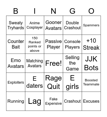 The Strongest Bingo Rankeds Bingo Card