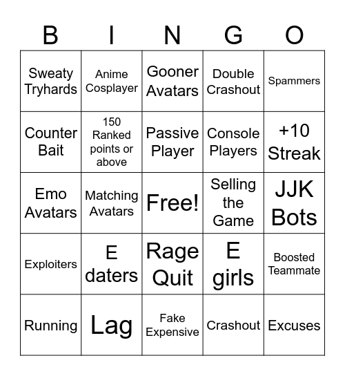 The Strongest Bingo Rankeds Bingo Card