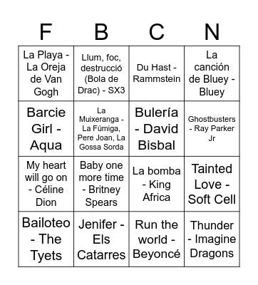 Bingo Musical FdB Bingo Card