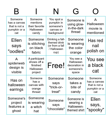 TSC Halloween Stitch Together Bingo Card