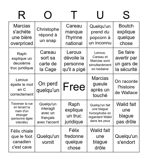 Journée Alouettes Bingo Card