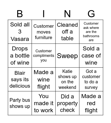 Staff Bingo Card