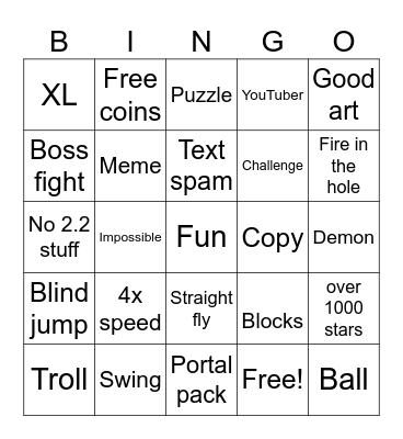 Geometry dash bingo Card