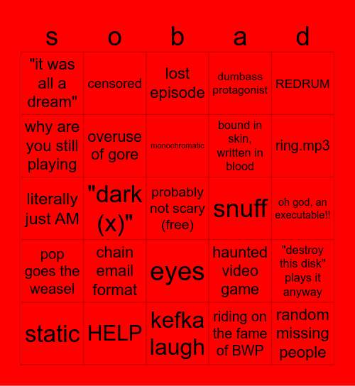 creepypasta/scp/whatever bingo Card