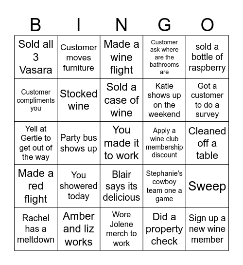 Staff Bingo Card