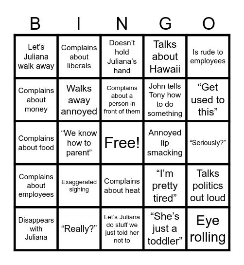 Scott Family Bingo Card