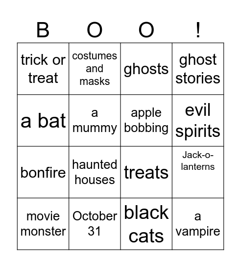 HAPPY HALLOWEEN Bingo Card