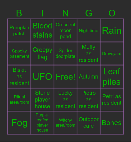 Animal Crossing Halloween Bingo w/ Toastii! Bingo Card