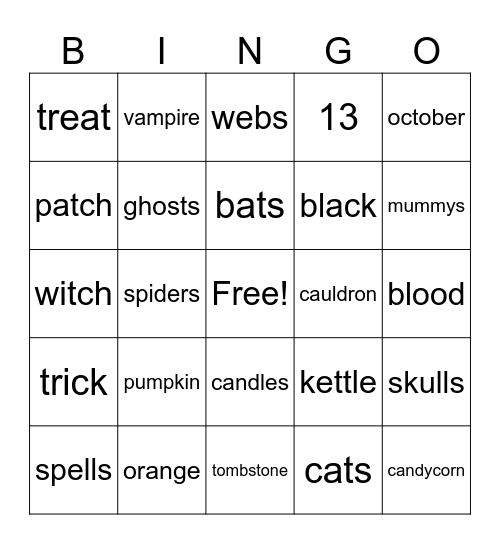 HALLOWEEN Bingo Card