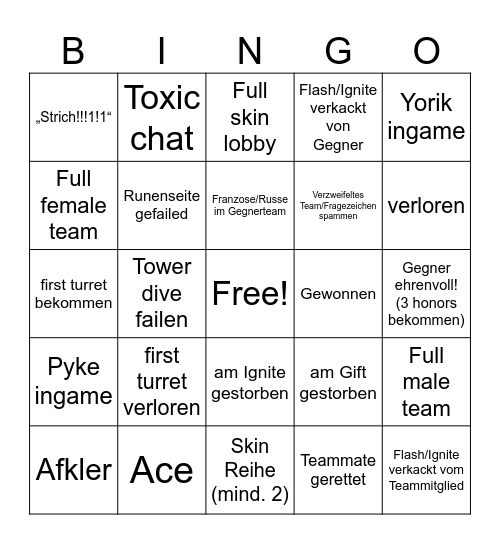 League of Salz Bingo Card