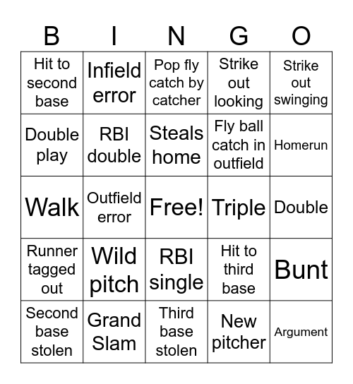 World Series Bingo Card