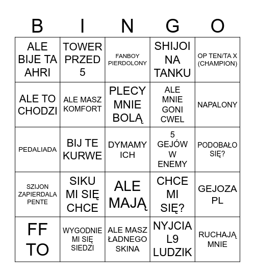 BINGO ARAMOWE Bingo Card