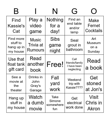 Winter Break '24 Bingo Card