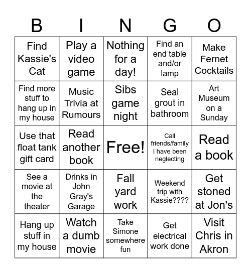 Winter Break '24 Bingo Card