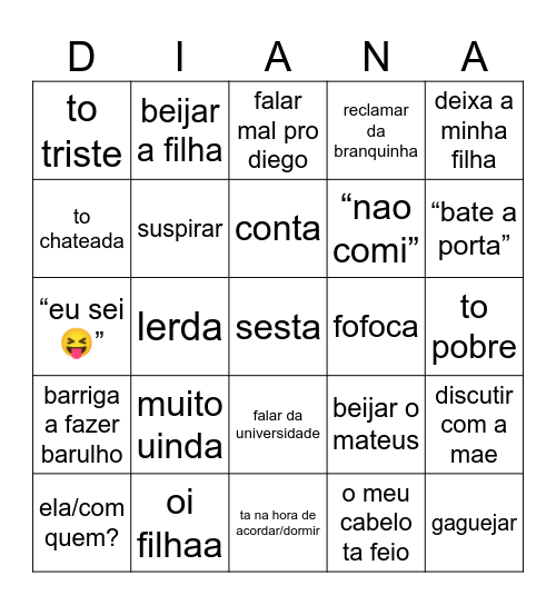 Didi linda bingo Card