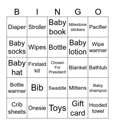 Baby Gift Bingo Card
