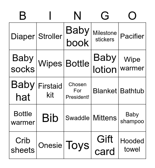 Baby Gift Bingo Card