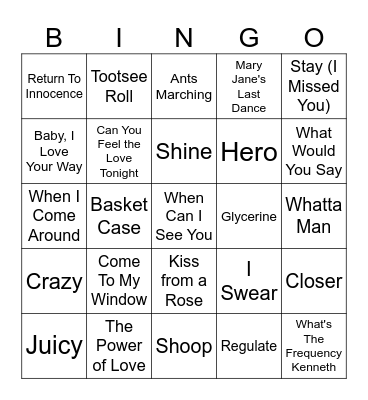 1994 Bingo Card