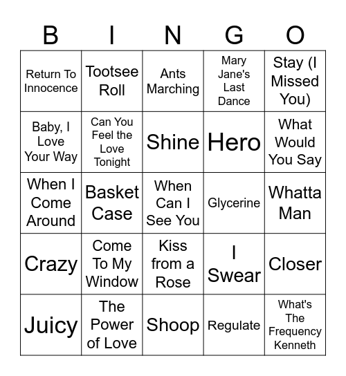 1994 Bingo Card