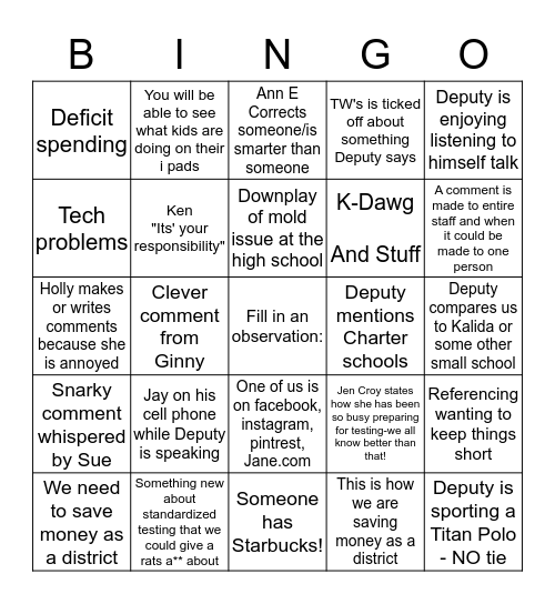 Teacher Workday Bingo Card