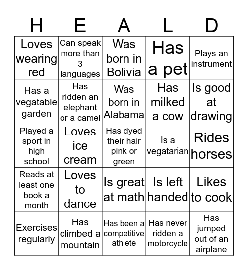 Caleb and Anahi  Bingo Card