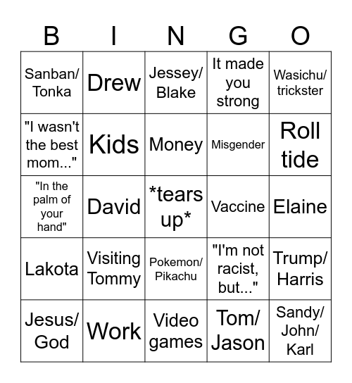 Mom bingo Card