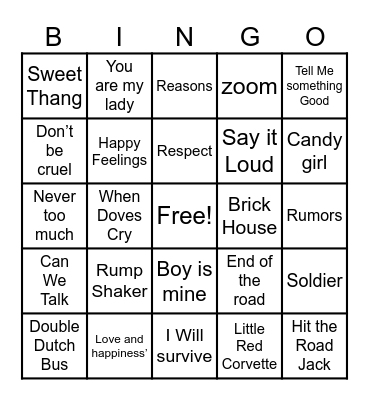 That’s my Song!! Bingo Card