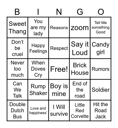 That’s my Song!! Bingo Card